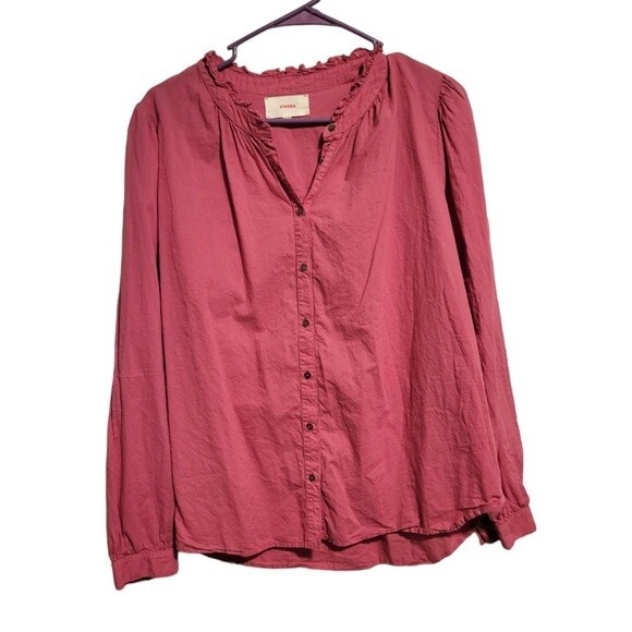Xirena Halsey Button Down Shirt Blouse Large in Deep Rose - Picture 2 of 7
